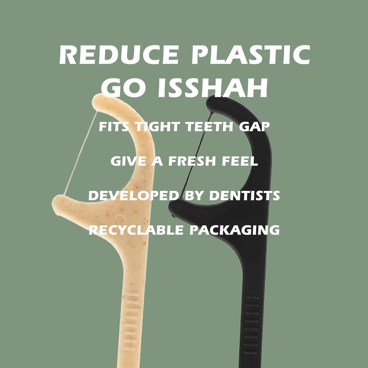 Eco-Friendly Natural Dental Floss Picks - 200 Count - PETA Approved, Vegan, Mint Flavor by Isshah