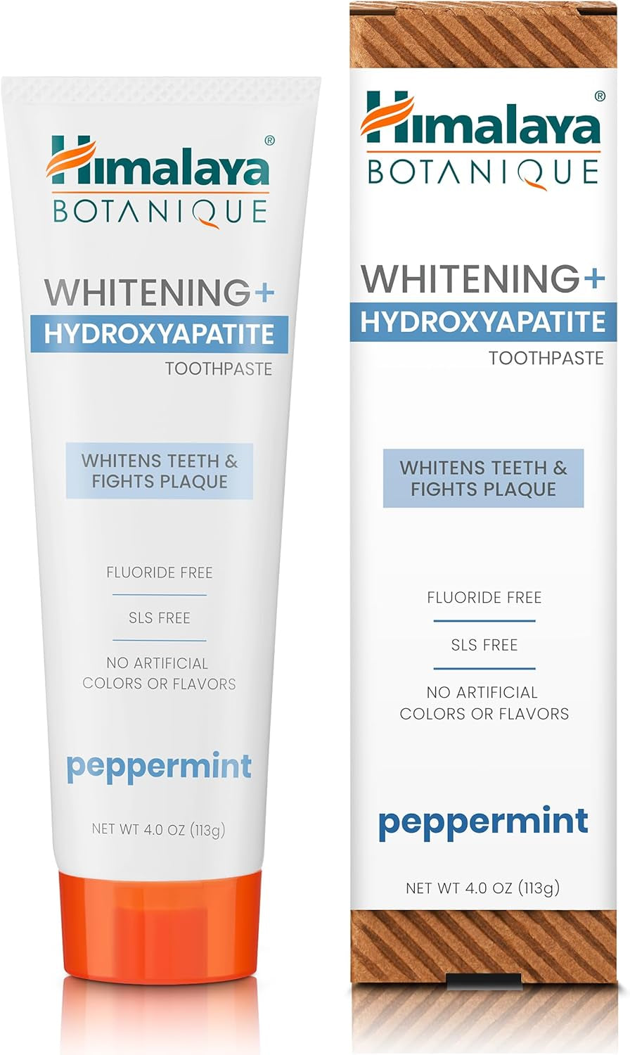 Himalaya Botanique Whitening Toothpaste with Nano Hydroxyapatite - Mint Flavor for Sensitive Teeth, Vegan & Gluten-Free, 4 Oz