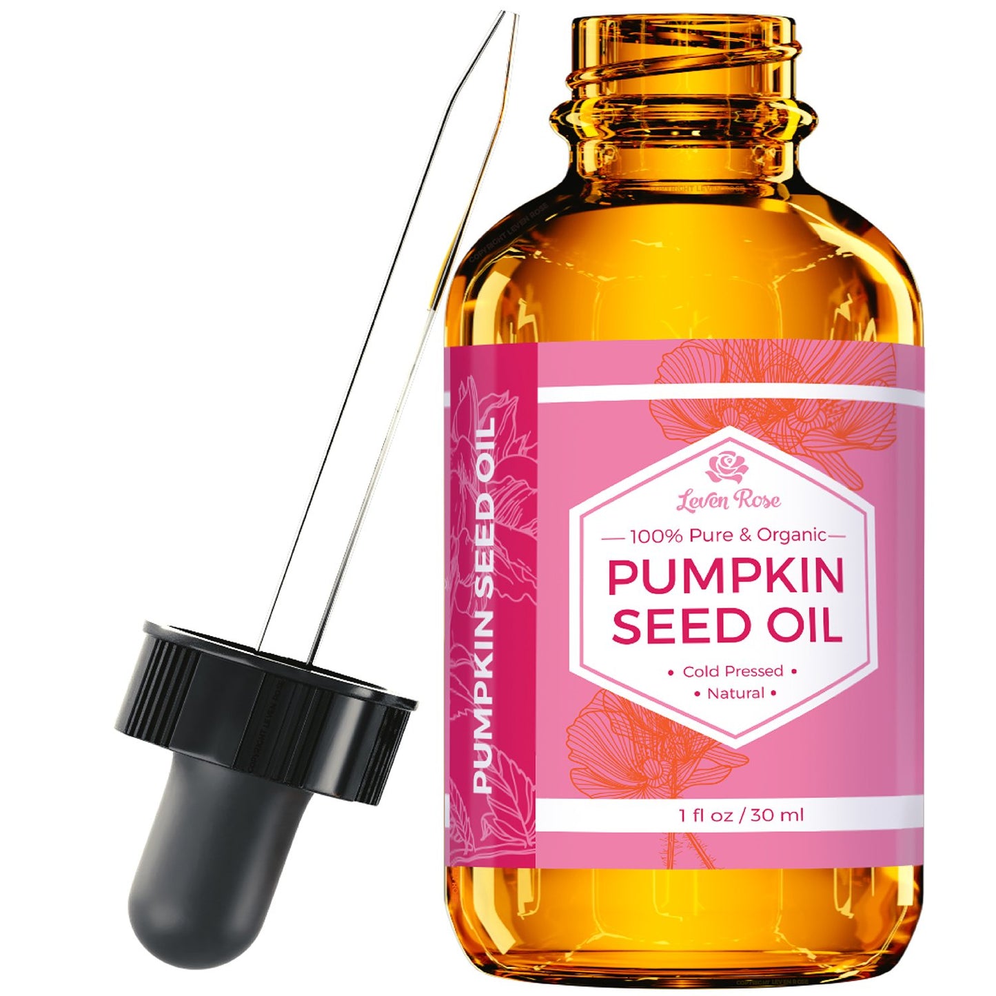 Leven Rose 100% Pure Pumpkin Seed Oil - 2 Oz for Hair Growth, Skin & Nails - Natural Moisturizer for Scalp & Dry Skin