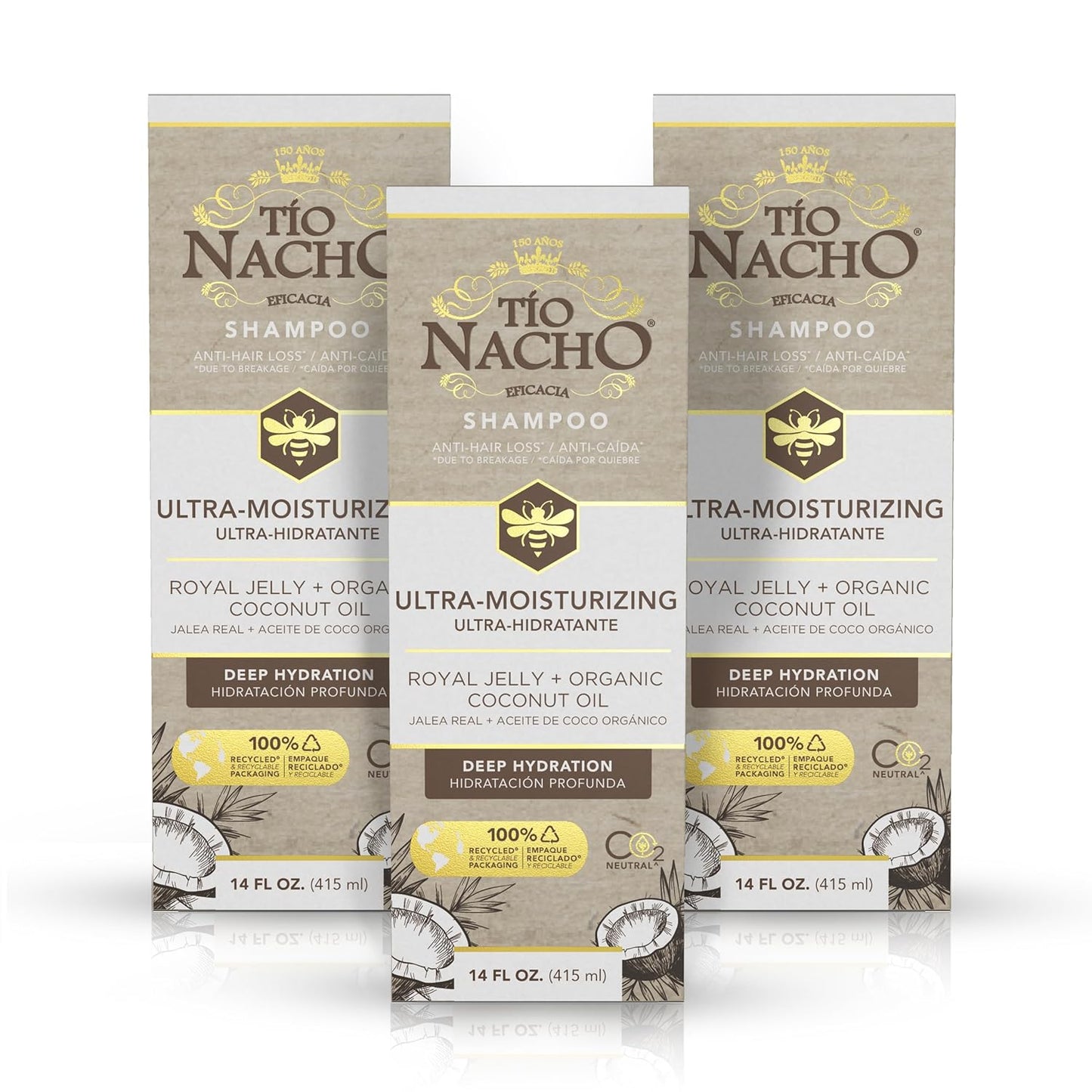 Tio Nacho Ultra Hydration Shampoo - Coconut Oil & Royal Jelly Formula for Deep Moisture, Frizz Control, and Damage Repair - 14 fl oz