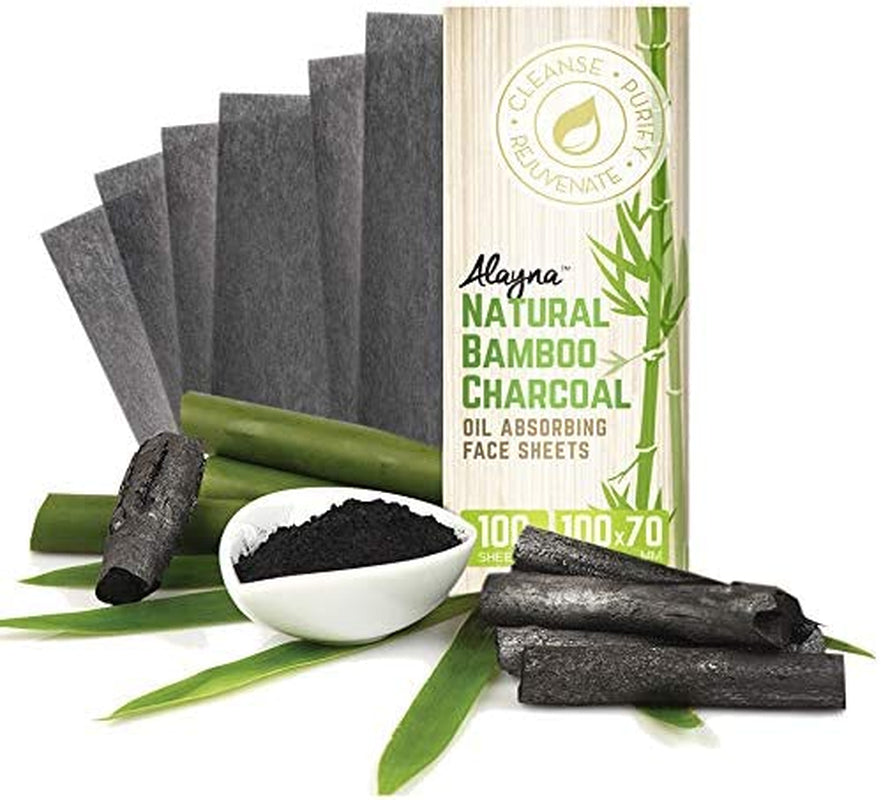 Natural Bamboo Charcoal Oil Blotting Sheets - Absorb Excess Shine & Control Oily Skin - Perfect for Makeup Touch-Ups - 1 Pack