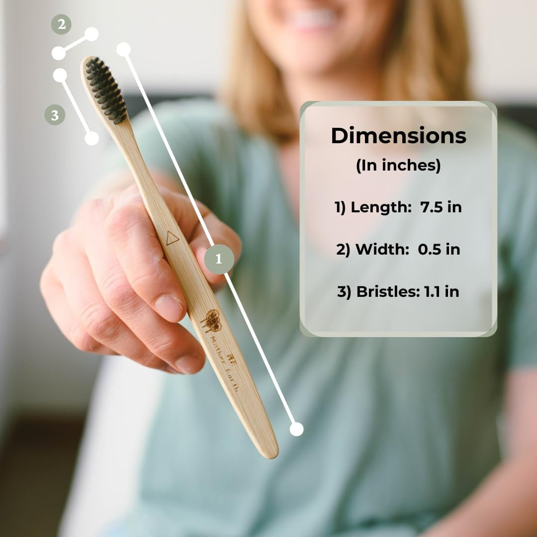 Eco-Friendly Bamboo Charcoal Toothbrush Pack - Medium Soft Bristles, Biodegradable & Sustainable (Set of 4)