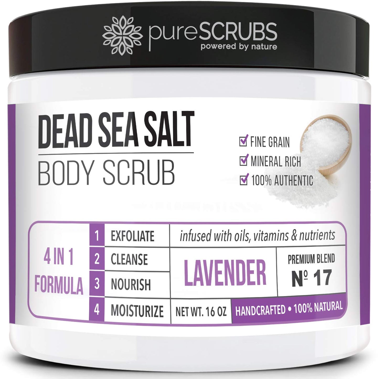 Indulge in Purescrubs Premium Coconut Body Scrub Set - 16oz Dead Sea Salt Scrub with Essential Oils, Includes Wooden Spoon, Loofah & Exfoliating Oatmeal Soap