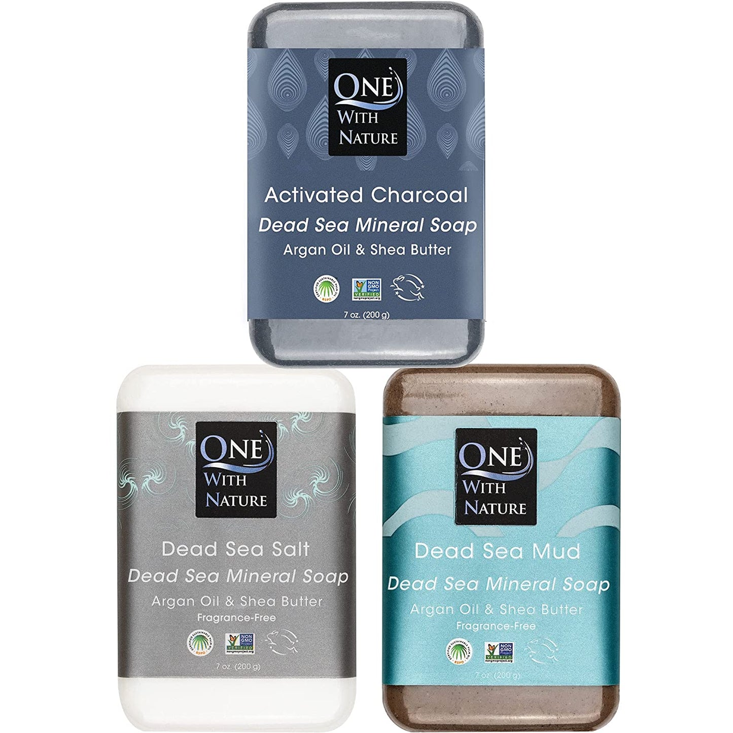 Revitalize Your Skin with One with Nature Dead Sea Salt Lemon Sage Soap 3-Pack - 4oz Each, Enriched with 21 Essential Minerals for Eczema Relief, Plant-Based Formula!