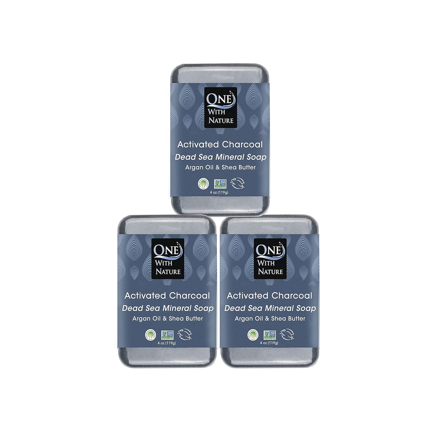 Revitalize Your Skin with One with Nature Dead Sea Salt Lemon Sage Soap 3-Pack - 4oz Each, Enriched with 21 Essential Minerals for Eczema Relief, Plant-Based Formula!