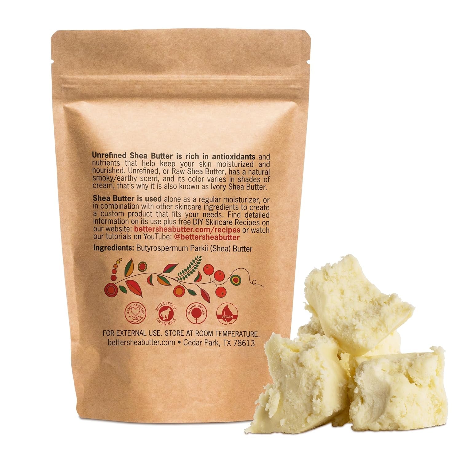 100% Pure African Raw Shea Butter - Unrefined Moisturizer for Hair & Body, Perfect for Dry Skin, DIY Lip Balm, Body Butter, Lotion & Soap