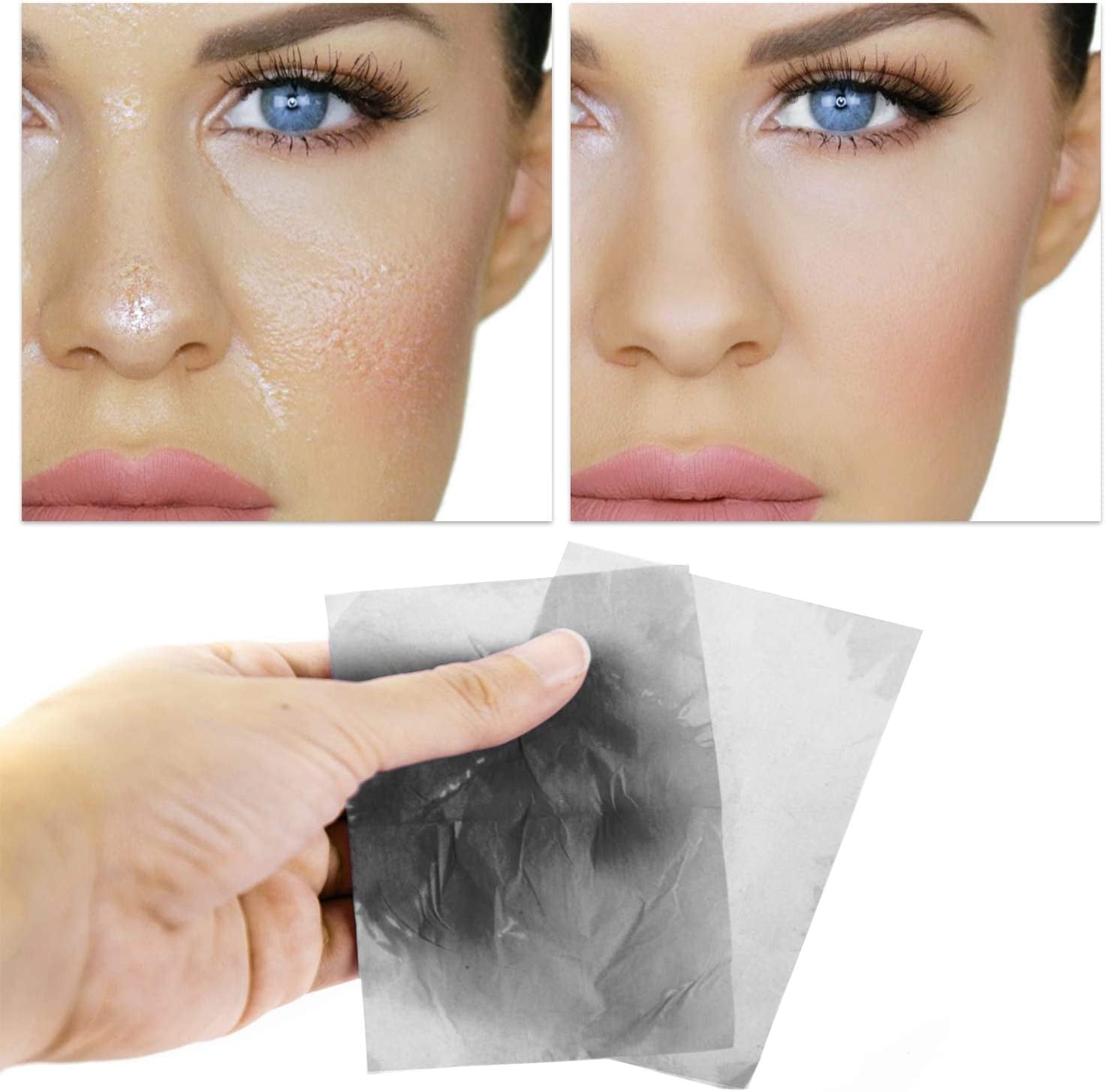 Natural Bamboo Charcoal Oil Blotting Sheets - Absorb Excess Shine & Control Oily Skin - Perfect for Makeup Touch-Ups - 1 Pack