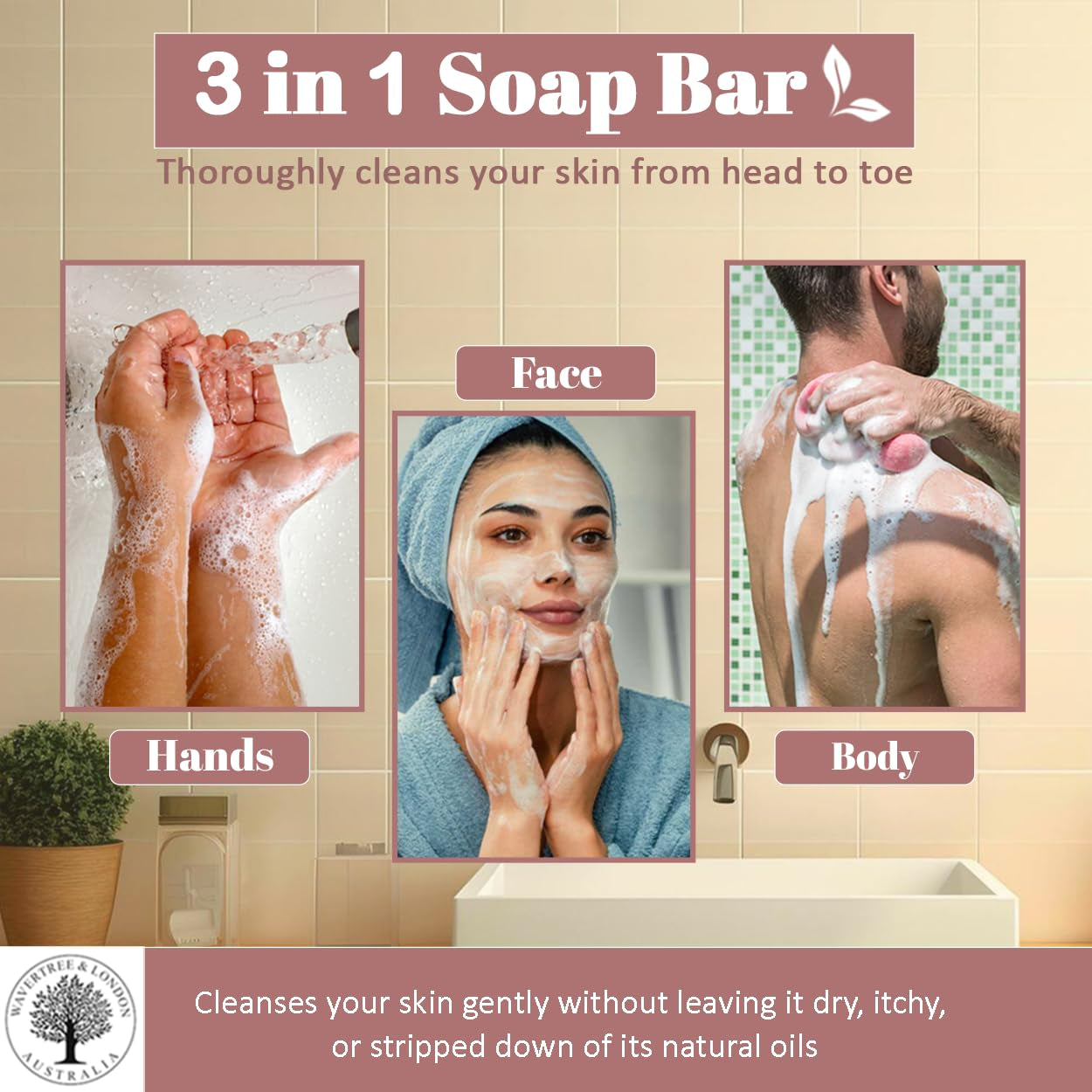 Wavertree & London English Rose Scented Natural Soap - 2 Luxurious 7Oz Triple Milled Bars with Shea Butter for Ultimate Moisturization - Perfect for All Skin Types