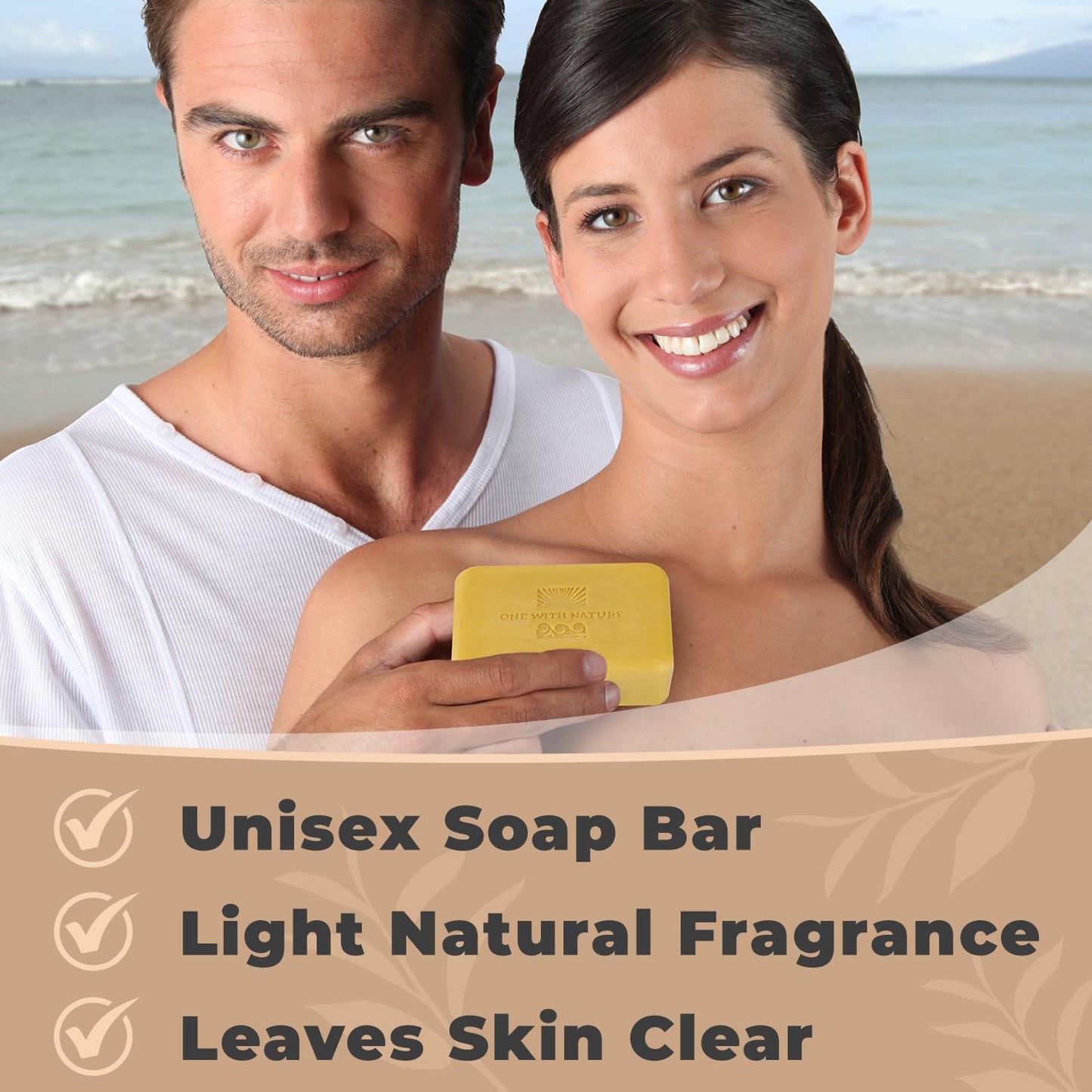 Revitalize Your Skin with One with Nature Dead Sea Salt Lemon Sage Soap 3-Pack - 4oz Each, Enriched with 21 Essential Minerals for Eczema Relief, Plant-Based Formula!