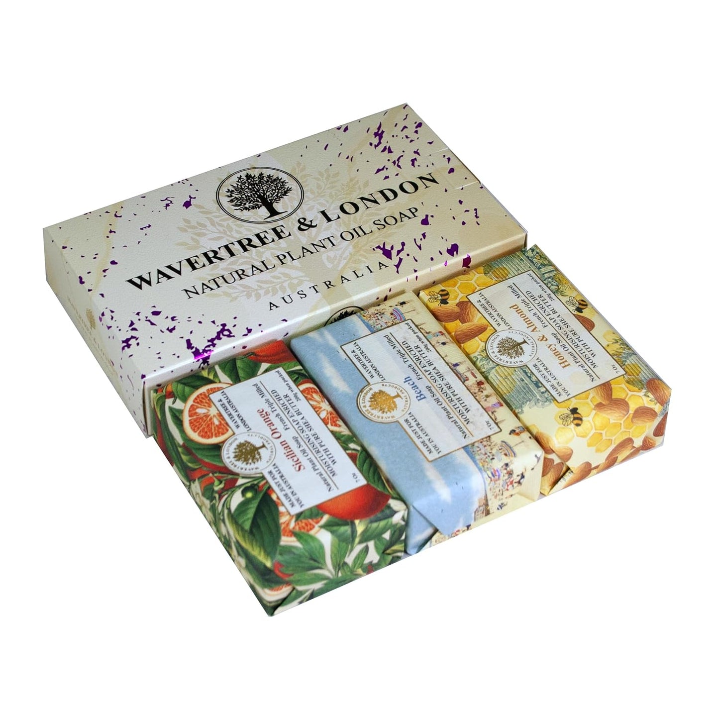 Wavertree & London Luxurious Trio Gift Box - 3 Scented French Triple Milled Soap Bars in Noir, Lemongrass & Havana - Perfect for All Skin Types!