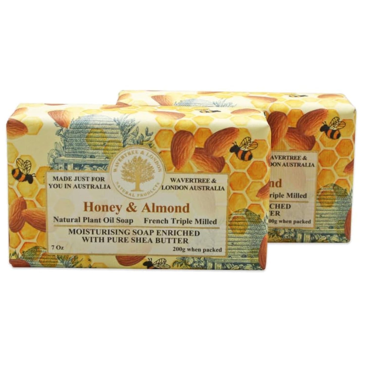 Wavertree & London English Rose Scented Natural Soap - 2 Luxurious 7Oz Triple Milled Bars with Shea Butter for Ultimate Moisturization - Perfect for All Skin Types