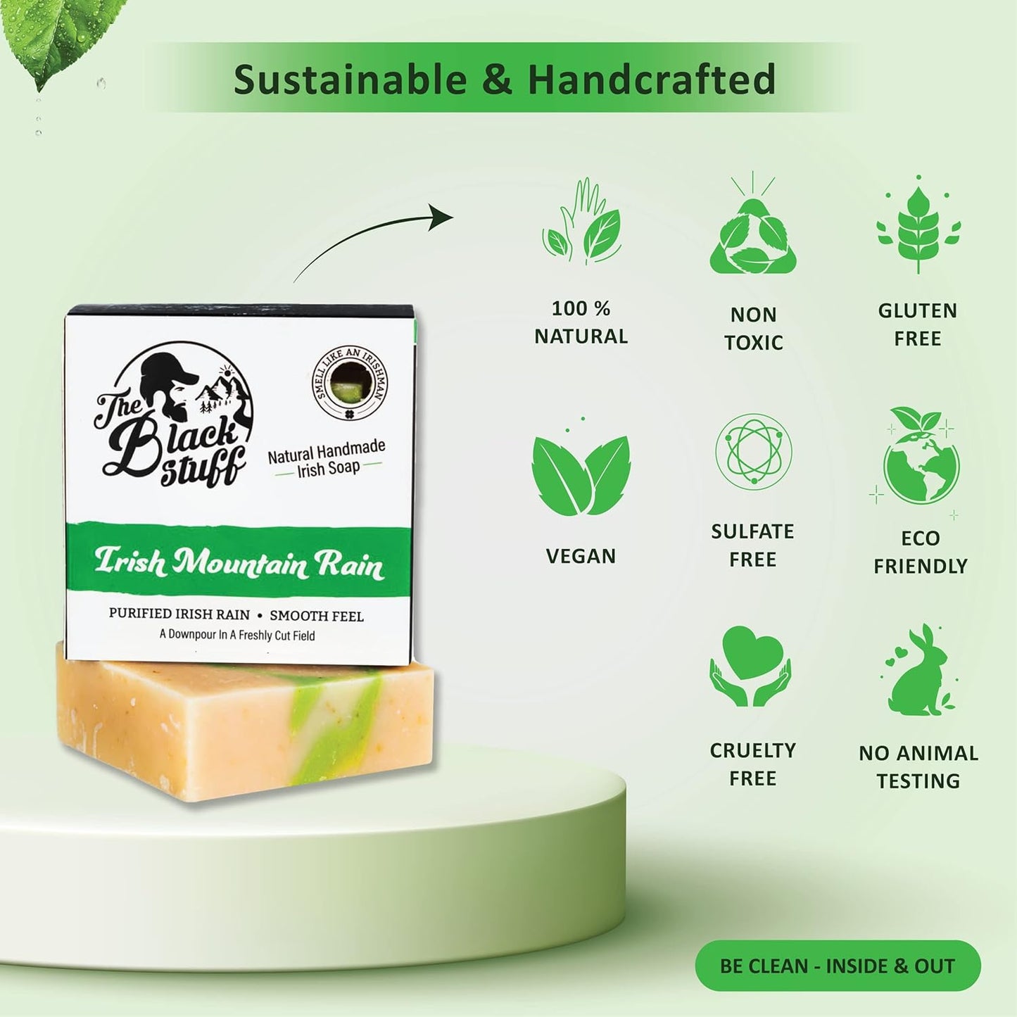 Revitalize Your Skin with All-Natural Handmade Men's Soap - Irish Mountain Rain Cold Process Bar with Organic Ingredients and Essential Oils