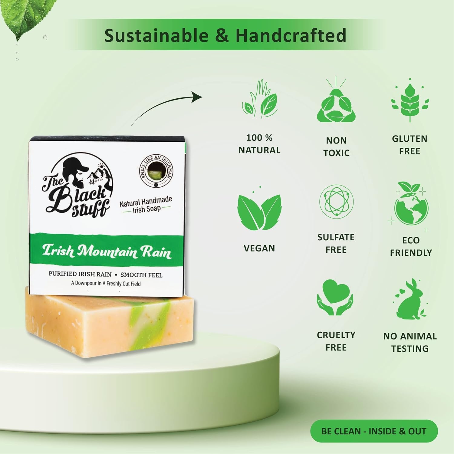 Revitalize Your Skin with All-Natural Handmade Men's Soap - Irish Mountain Rain Cold Process Bar with Organic Ingredients and Essential Oils