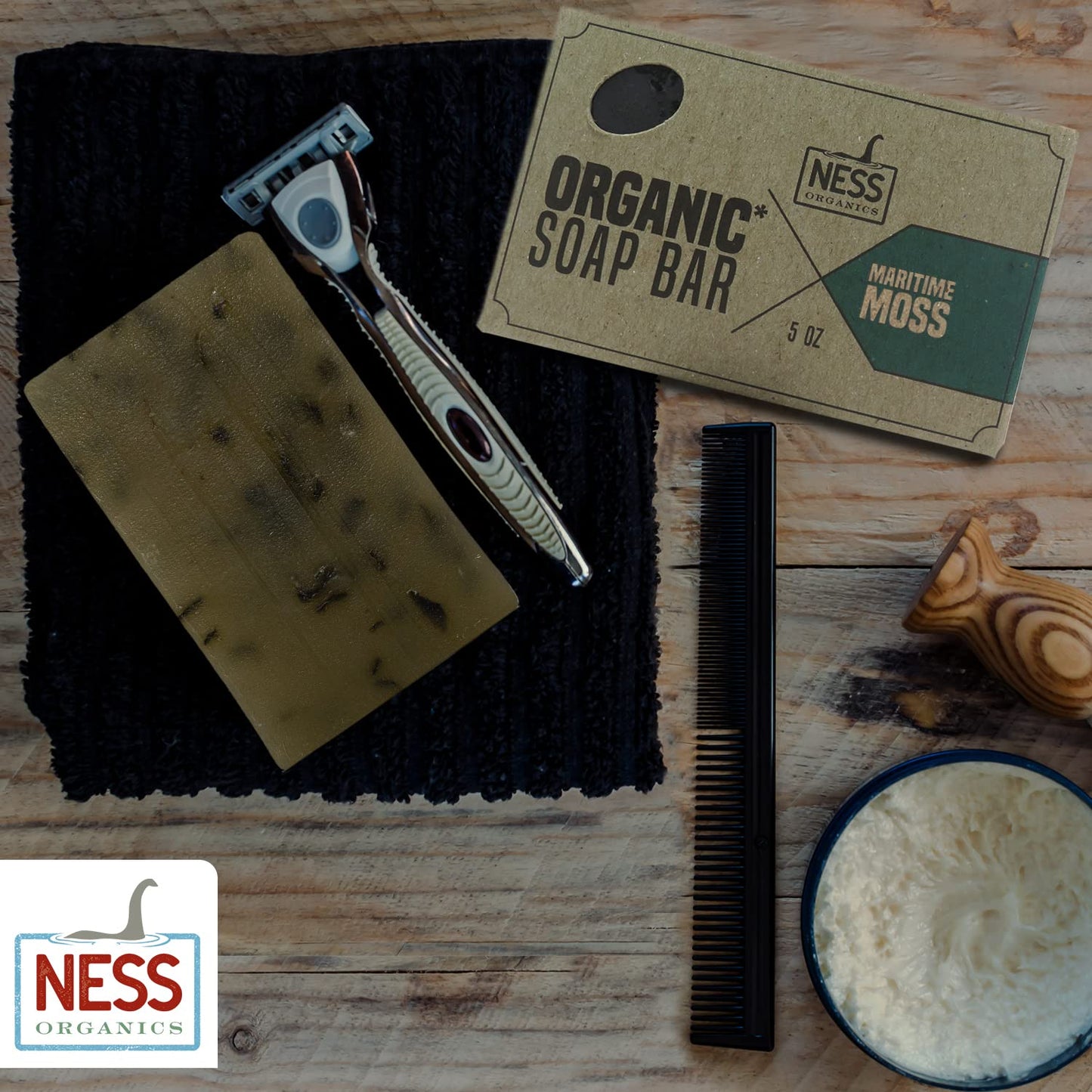 Ness Men's Maritime Moss Soap Bar - Natural, Moisturizing & Handmade with Organic Ingredients, Essential Oils, Vegan & Cruelty-Free