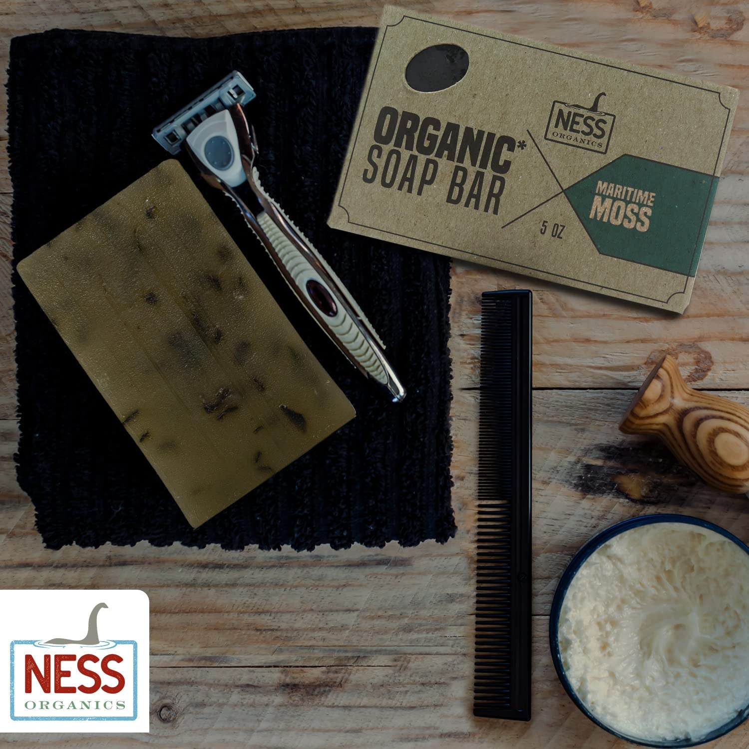 Ness Men's Maritime Moss Soap Bar - Natural, Moisturizing & Handmade with Organic Ingredients, Essential Oils, Vegan & Cruelty-Free