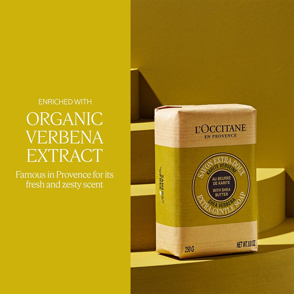 L'Occitane Shea Butter Artisanal Vegan Hand & Body Soap - Citrusy Verbena, Relaxing Lavender, and Nourishing Shea Milk