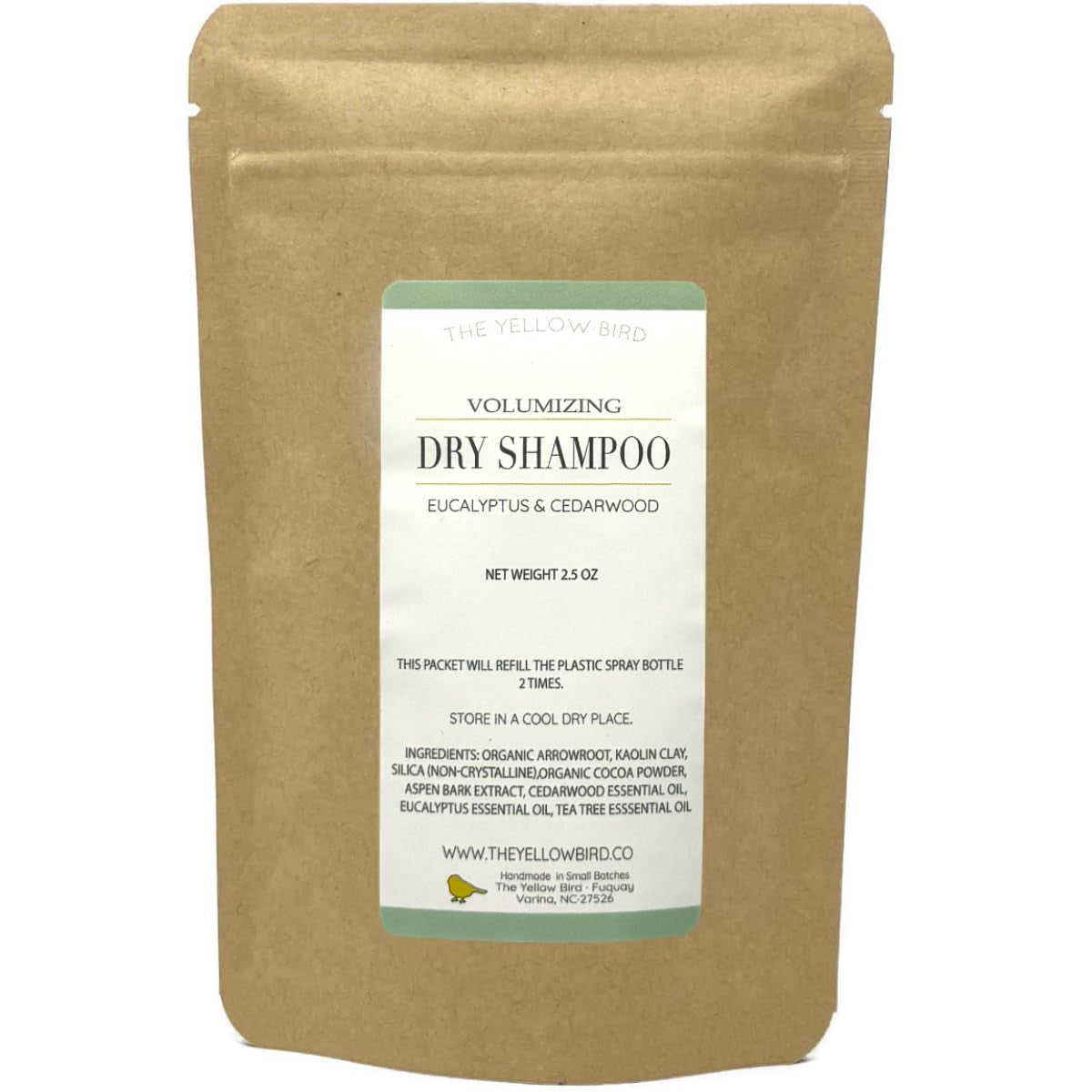 Revitalize Your Hair Naturally with Yellow Bird Eco-Friendly Dry Shampoo Powder - Non-Aerosol, Vegan Formula for All Hair Types