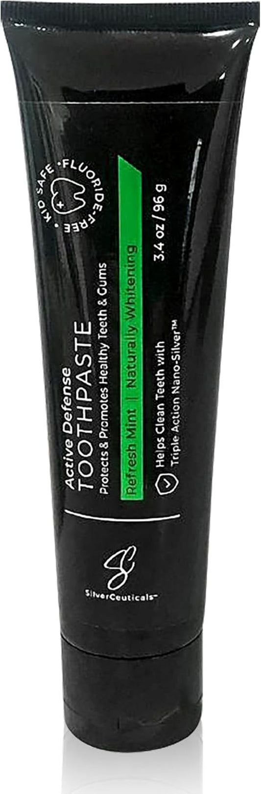 Colloidal Silver Toothpaste with Coral Calcium & Xylitol - Refreshing Mint Flavor - Fluoride & SLS Free - Remineralizes Enamel & Promotes Gum Health - 3.4 Oz