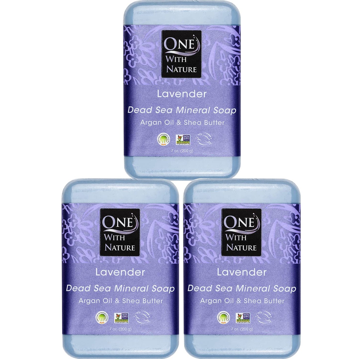 Revitalize Your Skin with One with Nature Dead Sea Salt Lemon Sage Soap 3-Pack - 4oz Each, Enriched with 21 Essential Minerals for Eczema Relief, Plant-Based Formula!