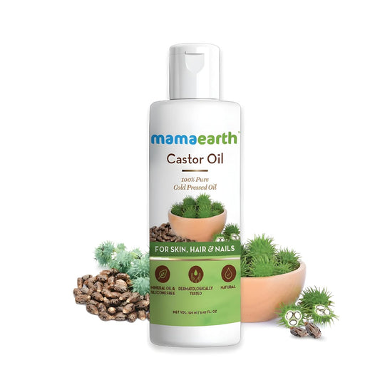 Mamaearth Cold Pressed Castor Oil for Eyebrow & Eyelash Growth | Organic Hair Growth Oil for Radiant Skin & Strong Nails | 5.07 Fl Oz (150ml)