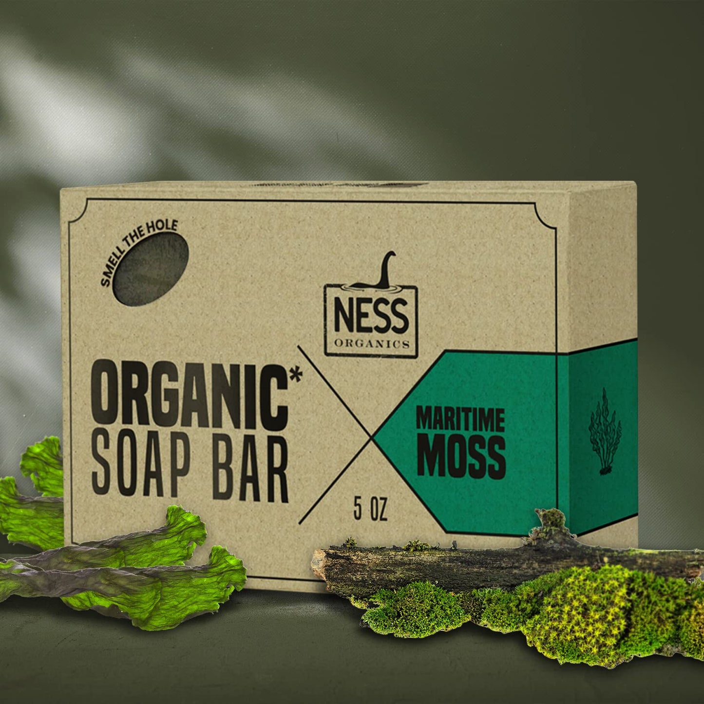 Ness Men's Maritime Moss Soap Bar - Natural, Moisturizing & Handmade with Organic Ingredients, Essential Oils, Vegan & Cruelty-Free