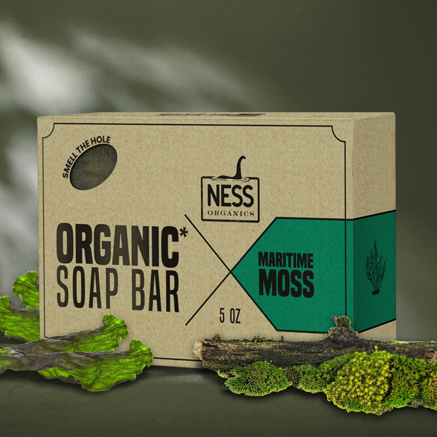 Ness Men's Maritime Moss Soap Bar - Natural, Moisturizing & Handmade with Organic Ingredients, Essential Oils, Vegan & Cruelty-Free