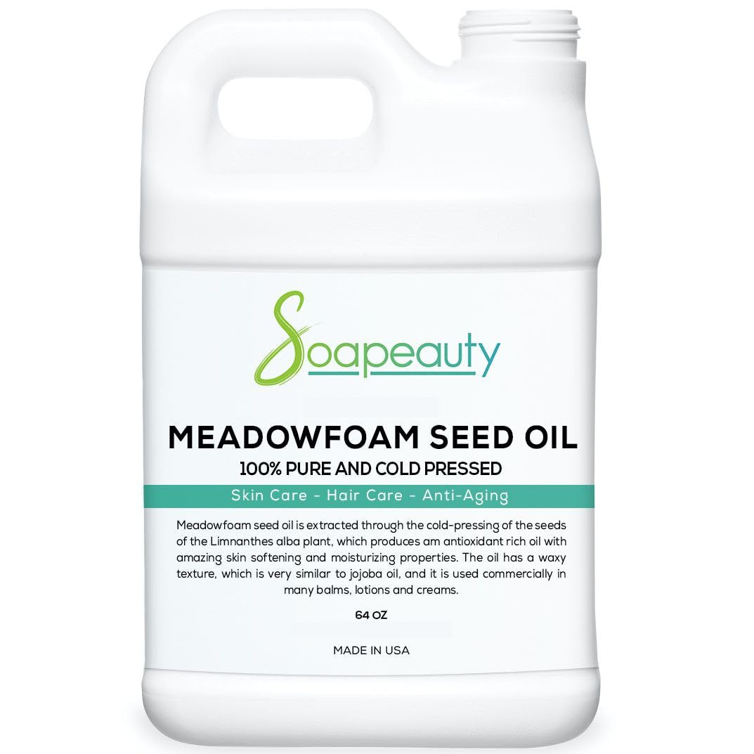 Soapeauty 100% Pure Meadowfoam Seed Oil - Cold Pressed Unrefined Moisturizer for Face & Hair, Promotes Hair Growth - 16 Fl Oz