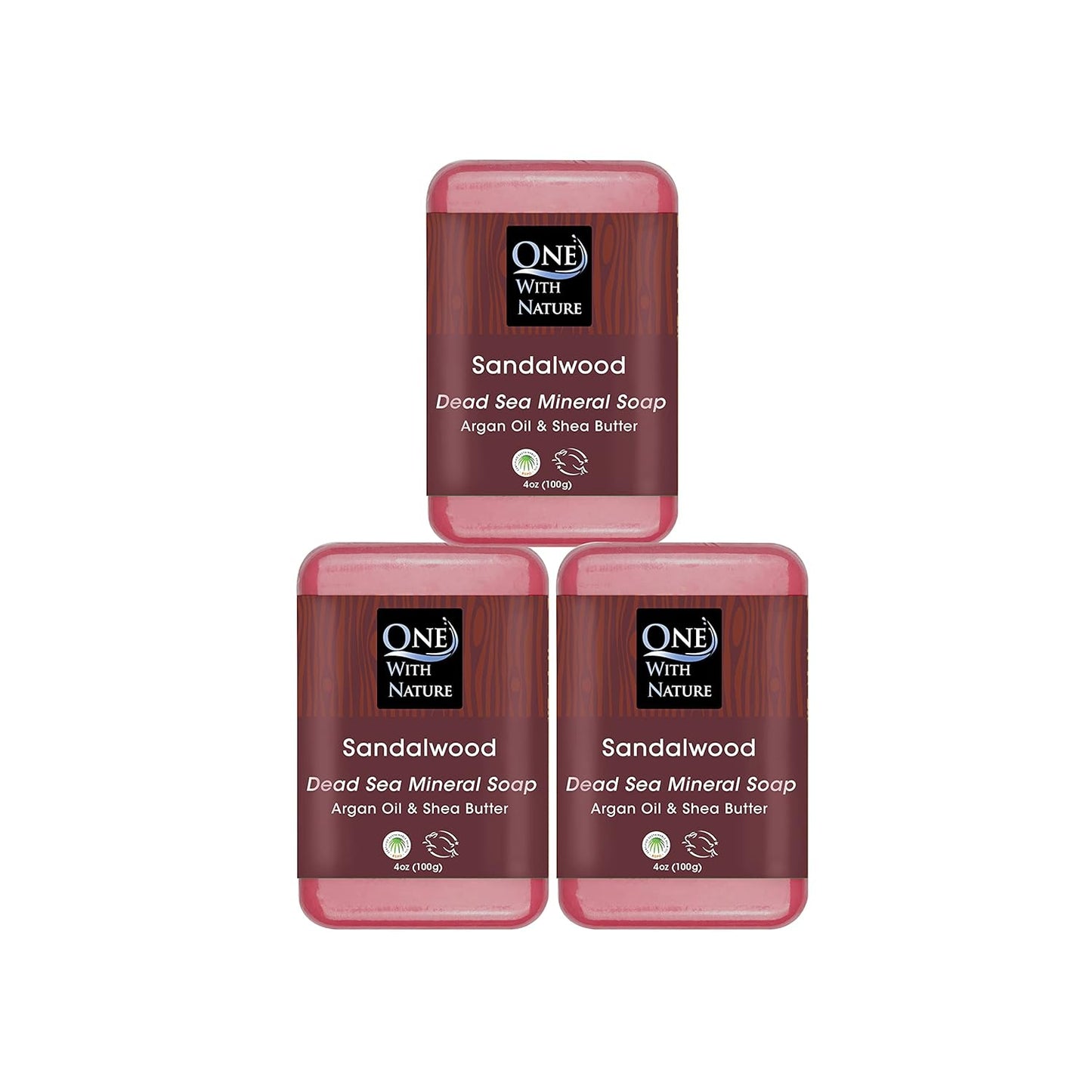 Revitalize Your Skin with One with Nature Dead Sea Salt Lemon Sage Soap 3-Pack - 4oz Each, Enriched with 21 Essential Minerals for Eczema Relief, Plant-Based Formula!