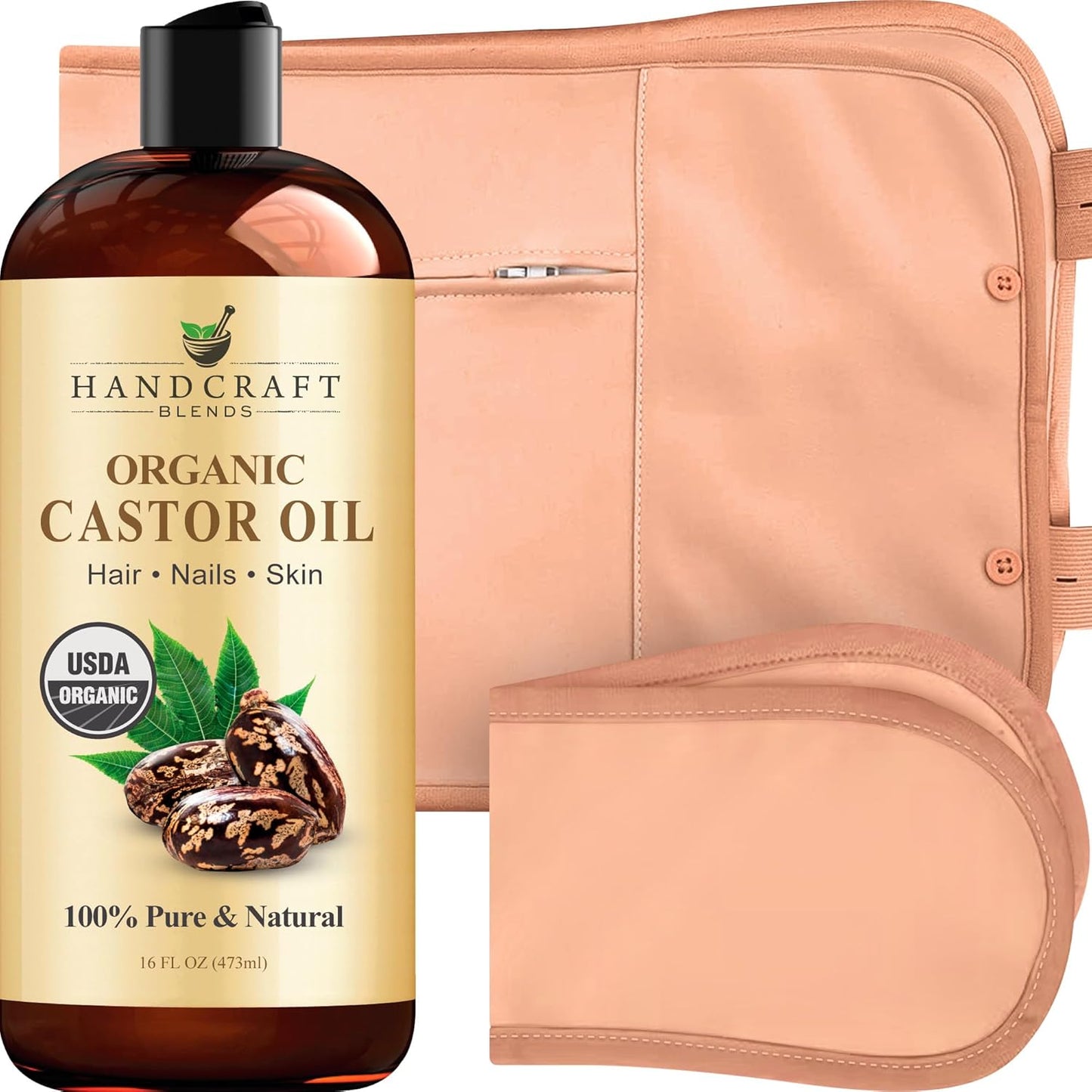 Handcraft Blends Organic Castor Oil - 16 Fl Oz - 100% Pure & Natural - Premium Carrier Oil for Hair Growth, Eyelashes & Eyebrows - Expeller-Pressed & Hexane-Free