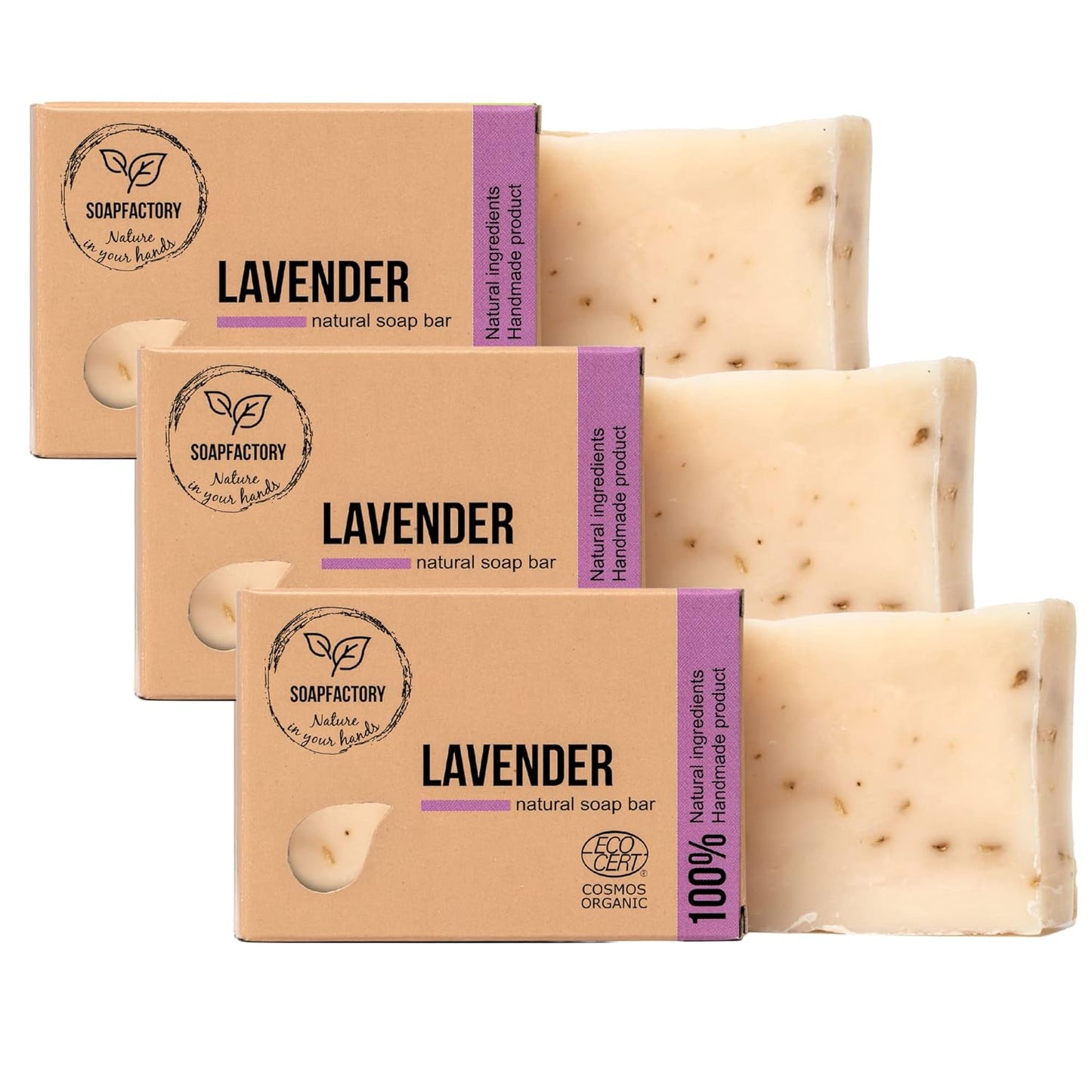 Transform Your Skin with Soapfactory's Luxurious Lavender Oatmeal Exfoliating Soap - Vegan, Organic, Handmade Body Bars (Set of 3)