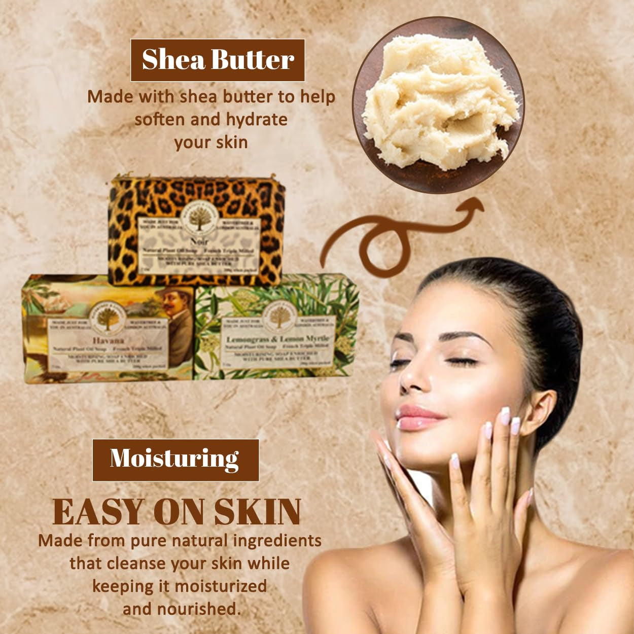 Wavertree & London Luxurious Trio Gift Box - 3 Scented French Triple Milled Soap Bars in Noir, Lemongrass & Havana - Perfect for All Skin Types!