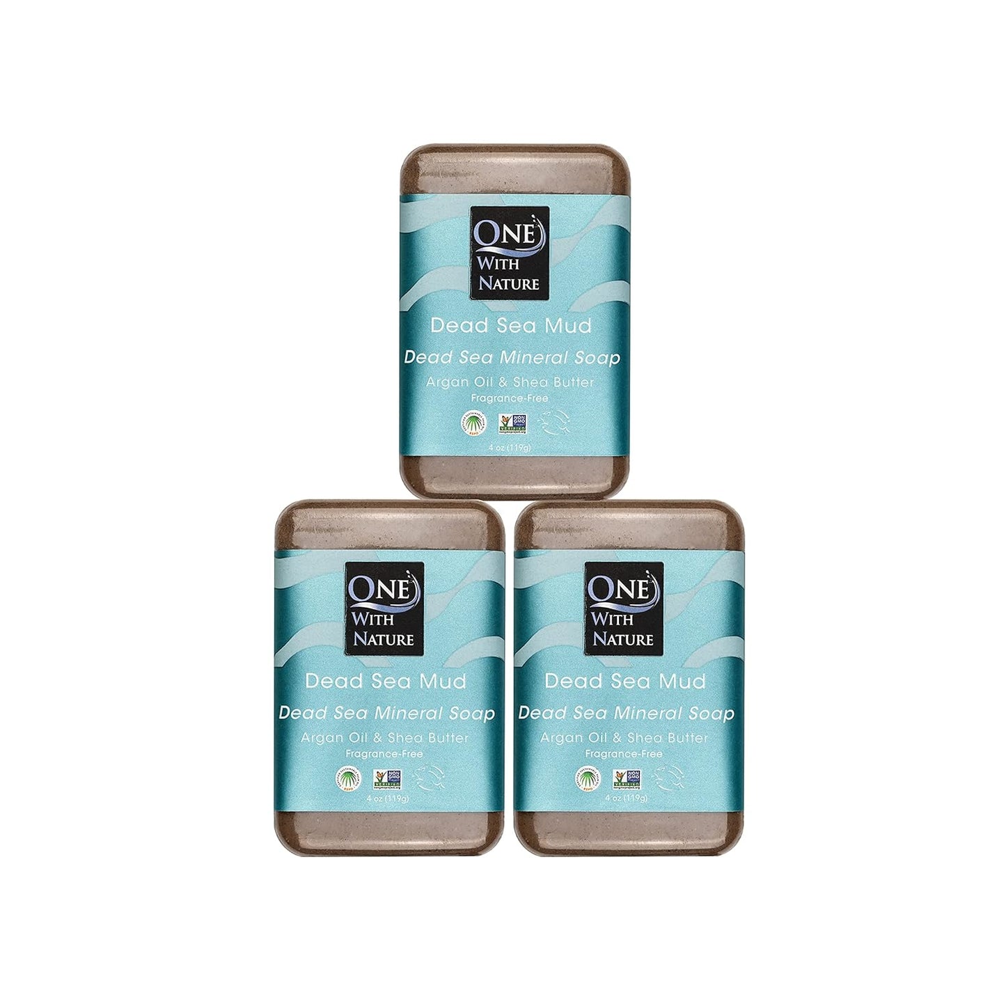 Revitalize Your Skin with One with Nature Dead Sea Salt Lemon Sage Soap 3-Pack - 4oz Each, Enriched with 21 Essential Minerals for Eczema Relief, Plant-Based Formula!