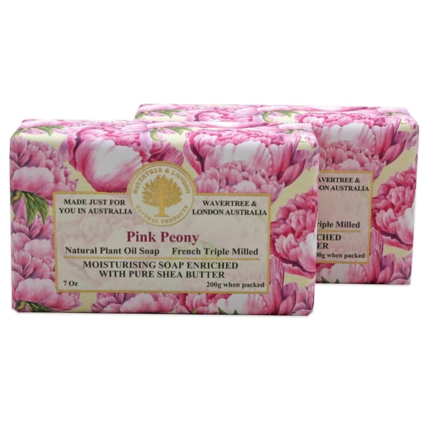 Wavertree & London English Rose Scented Natural Soap - 2 Luxurious 7Oz Triple Milled Bars with Shea Butter for Ultimate Moisturization - Perfect for All Skin Types
