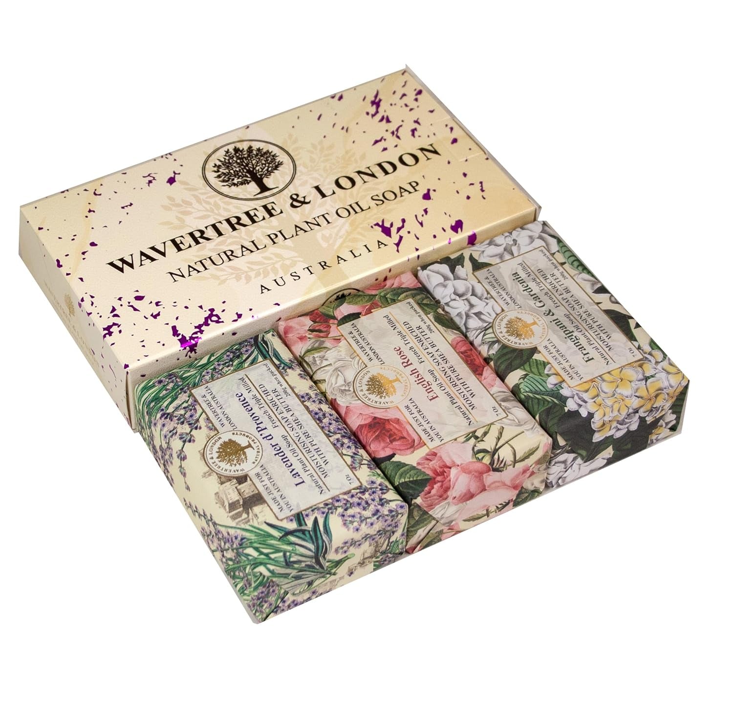 Wavertree & London Luxurious Trio Gift Box - 3 Scented French Triple Milled Soap Bars in Noir, Lemongrass & Havana - Perfect for All Skin Types!