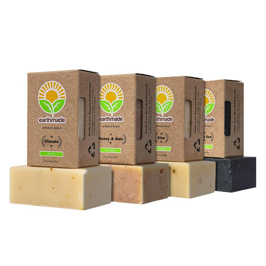 Earthmade Honey & Oats Natural Handmade Bar Soap - Gentle Body & Face Cleanser with Aloe Vera & Canola Oil, Chemical-Free, SLS-Free, Cruelty-Free (6 Oz)