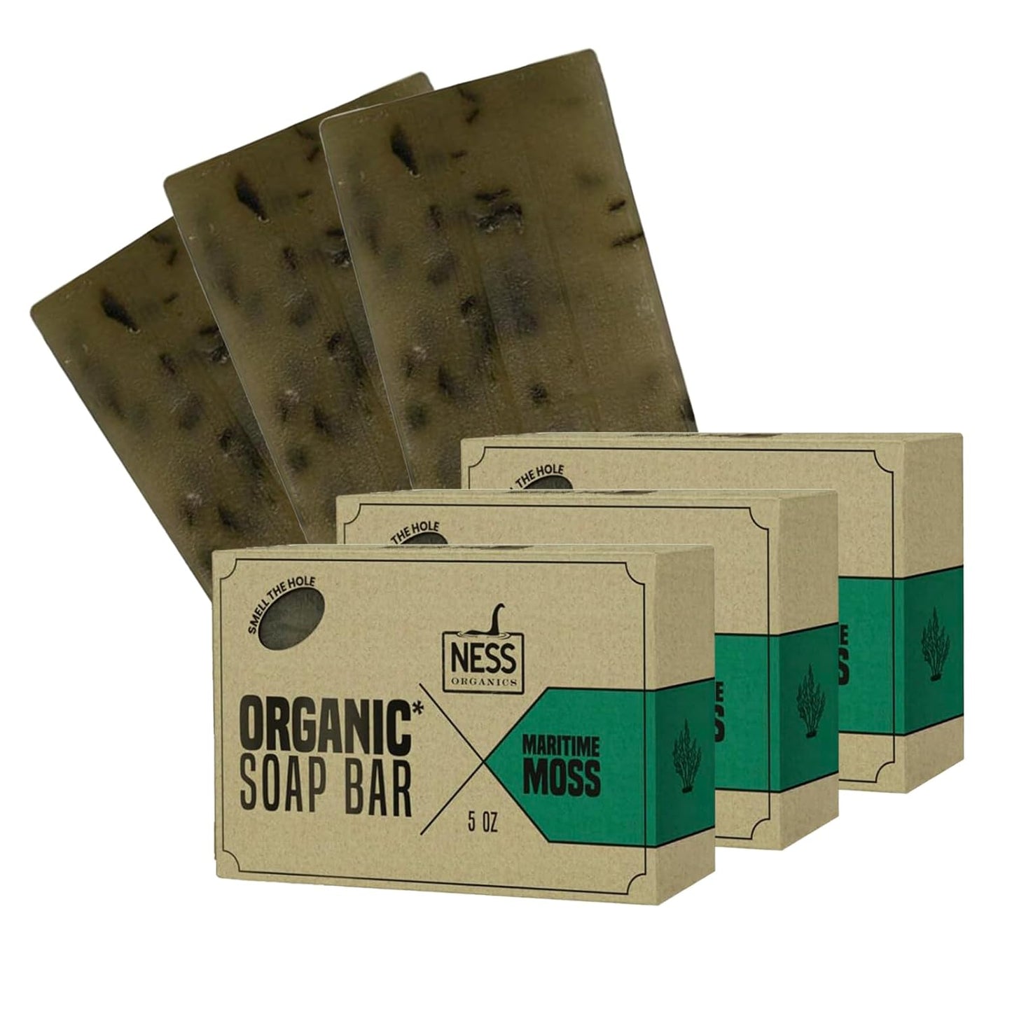 Ness Men's Maritime Moss Soap Bar - Natural, Moisturizing & Handmade with Organic Ingredients, Essential Oils, Vegan & Cruelty-Free
