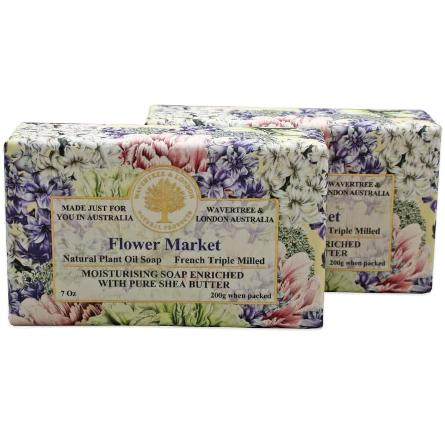 Wavertree & London English Rose Scented Natural Soap - 2 Luxurious 7Oz Triple Milled Bars with Shea Butter for Ultimate Moisturization - Perfect for All Skin Types