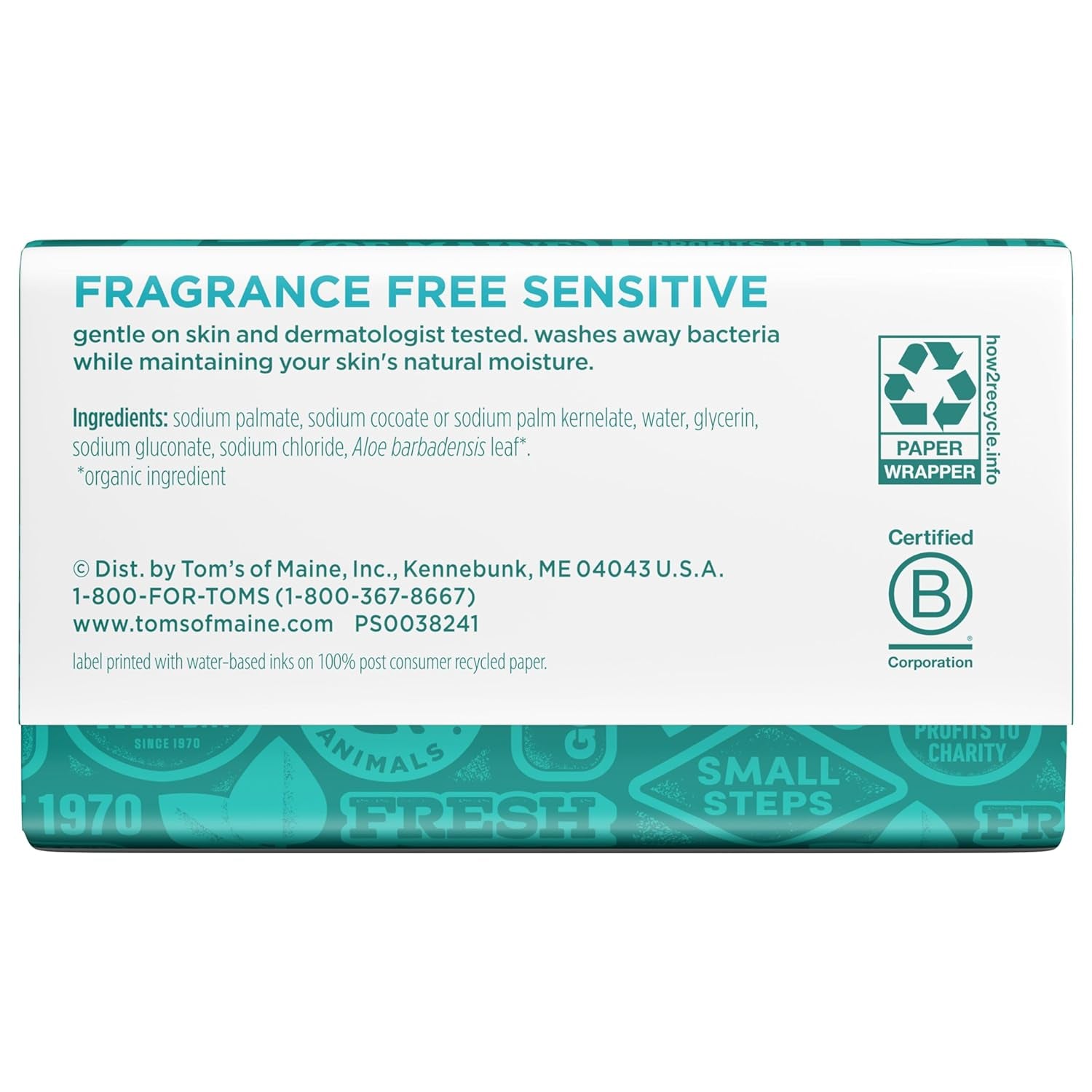Tom's of Maine Fragrance-Free Natural Beauty Bar Soap for Sensitive Skin - 6 Pack (5 Oz Each)