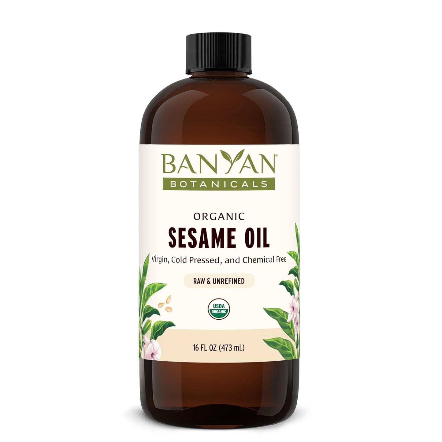 Banyan Botanicals Organic Sesame Oil - Unrefined Ayurvedic Oil for Skin, Hair, Oil Pulling & More - 16oz - Non-GMO, Sustainably Sourced, Vegan