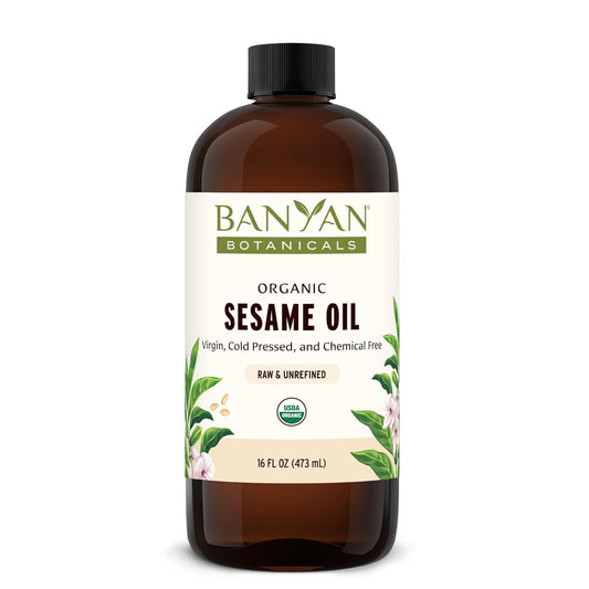 Banyan Botanicals Organic Sesame Oil - Unrefined Ayurvedic Oil for Skin, Hair, Oil Pulling & More - 16oz - Non-GMO, Sustainably Sourced, Vegan