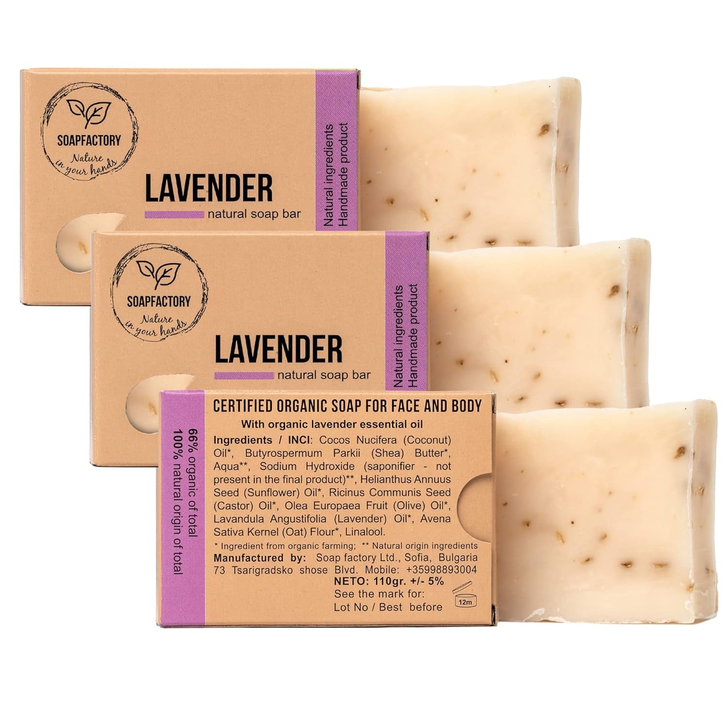 Transform Your Skin with Soapfactory's Luxurious Lavender Oatmeal Exfoliating Soap - Vegan, Organic, Handmade Body Bars (Set of 3)