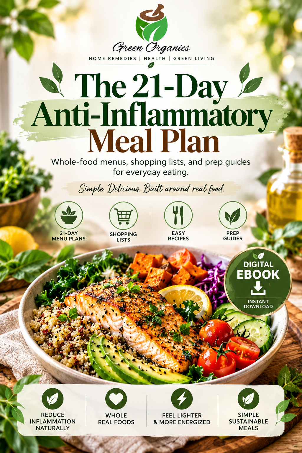 The 21-Day Anti-Inflammatory Meal Plan: Whole-Food Recipes, Menus & Shopping Lists