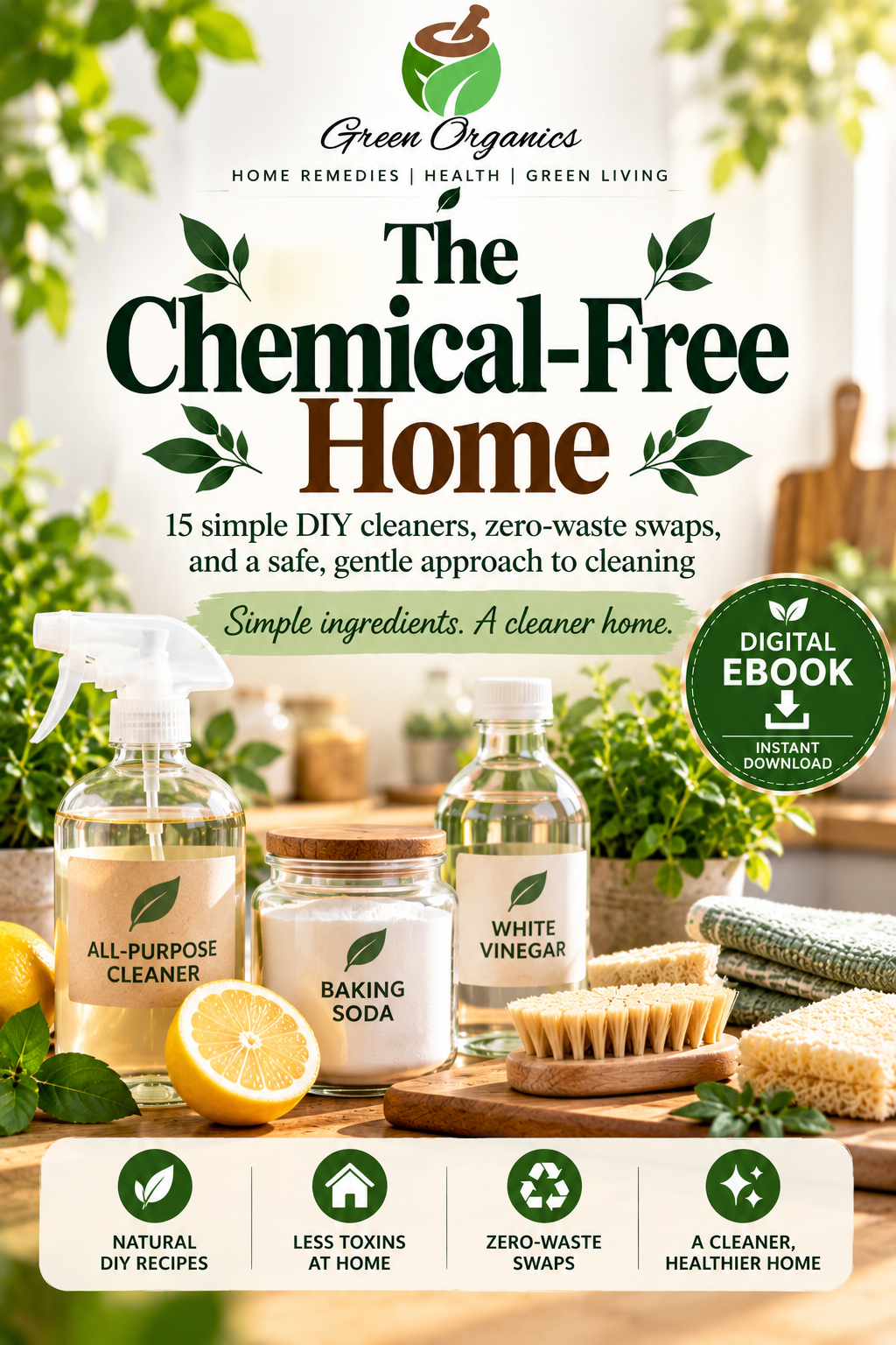 The Chemical-Free Home: 15 Simple DIY Cleaners, Zero-Waste Swaps & Natural Cleaning Guide