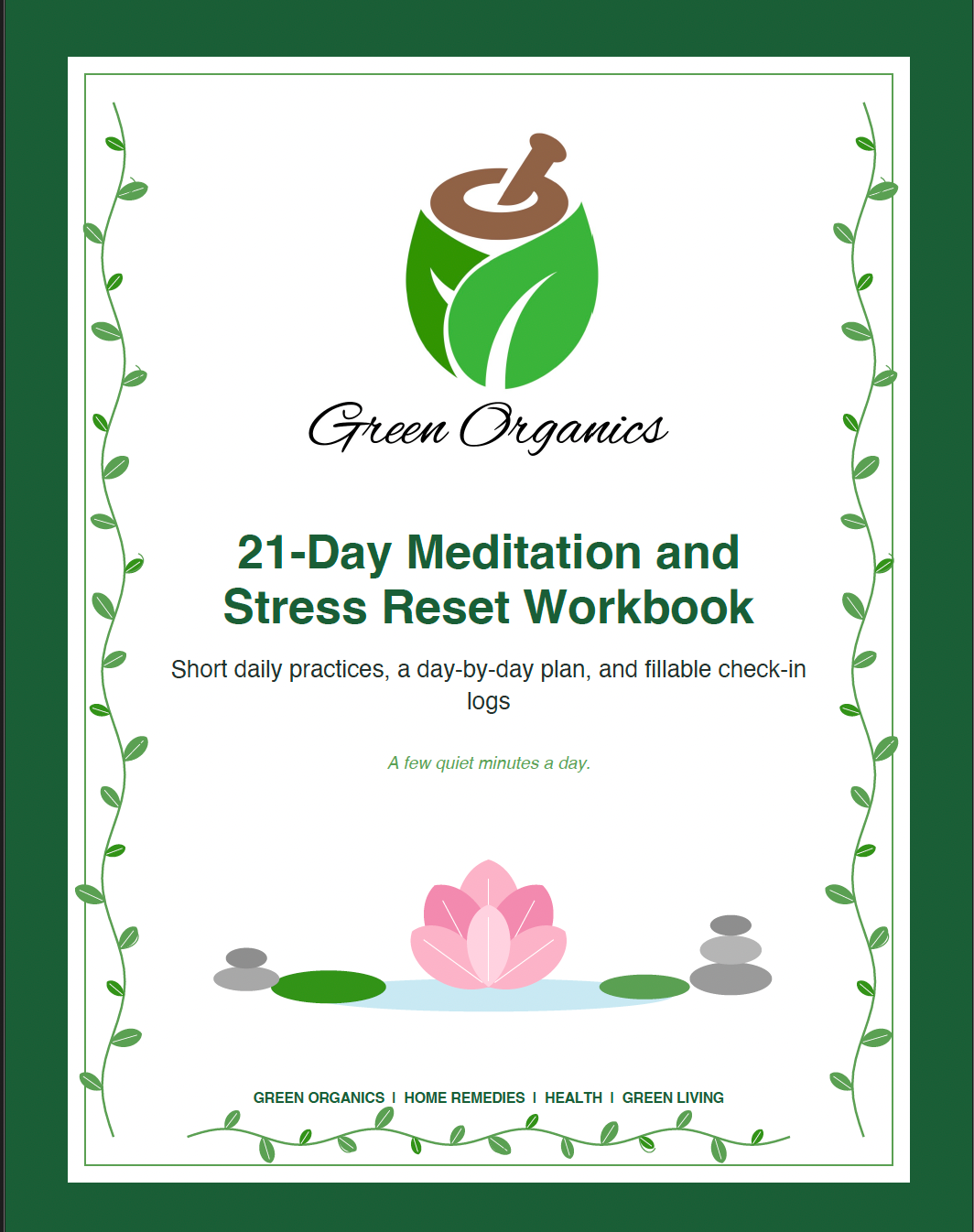 21-Day Meditation & Stress Reset Workbook: Daily Mindfulness, Breathing & Fillable Wellness Planner