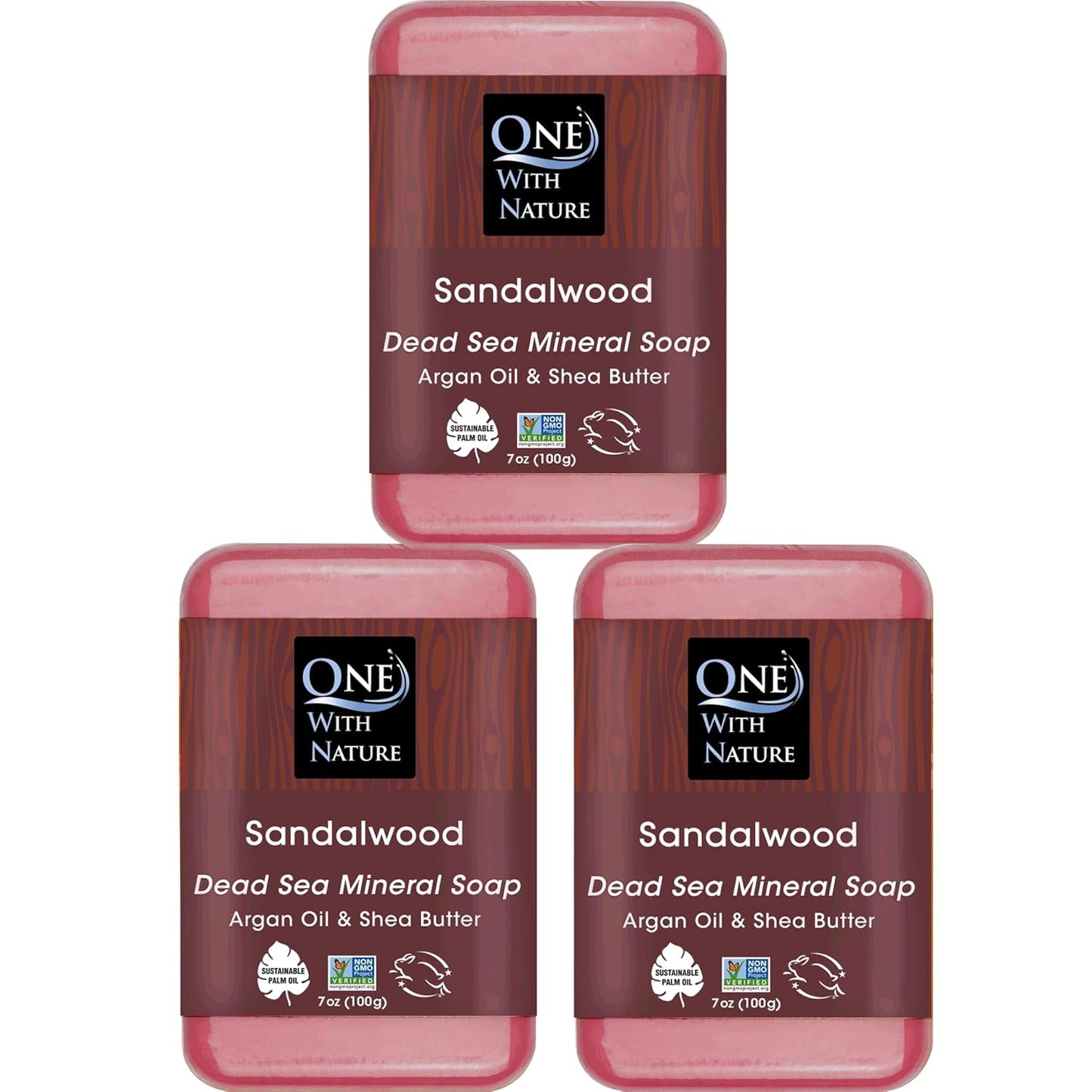 Revitalize Your Skin with One with Nature Dead Sea Salt Lemon Sage Soap 3-Pack - 4oz Each, Enriched with 21 Essential Minerals for Eczema Relief, Plant-Based Formula!