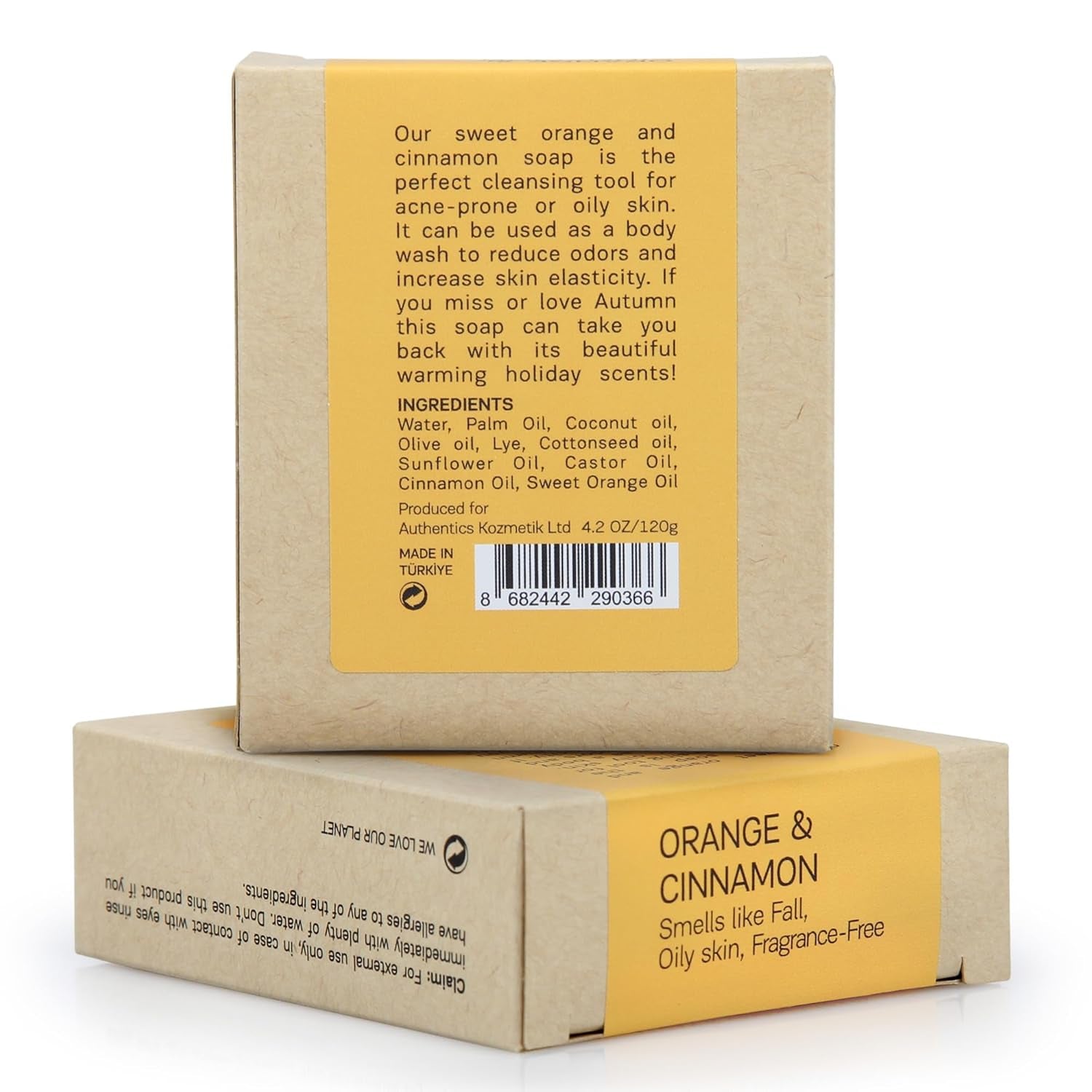 Revitalize Your Skin with Authentic Orange Cinnamon Organic Soap Bars - Handmade, Vegan, and Cruelty-Free (Pack of 2) - Perfect for Oily and Acne-Prone Skin, 4.2 Oz Each