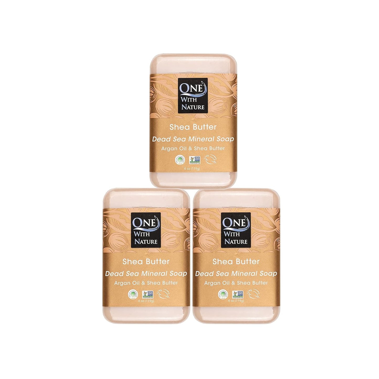 Revitalize Your Skin with One with Nature Dead Sea Salt Lemon Sage Soap 3-Pack - 4oz Each, Enriched with 21 Essential Minerals for Eczema Relief, Plant-Based Formula!