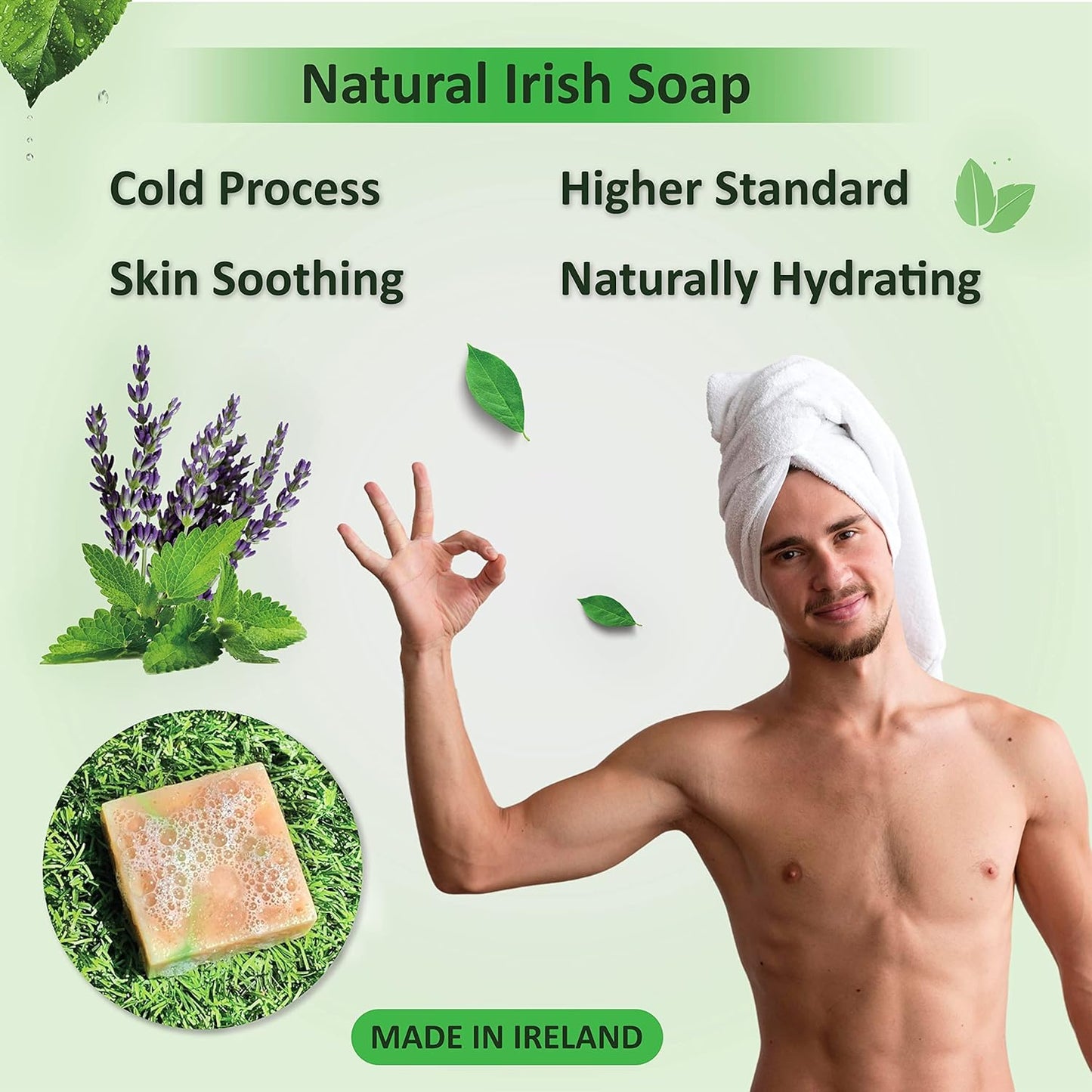 Revitalize Your Skin with All-Natural Handmade Men's Soap - Irish Mountain Rain Cold Process Bar with Organic Ingredients and Essential Oils