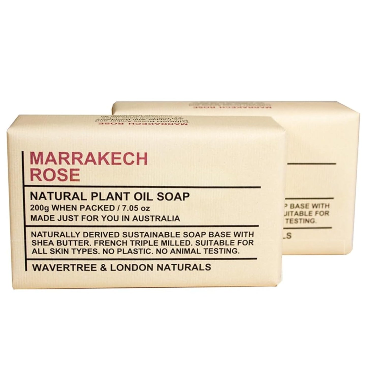 Wavertree & London English Rose Scented Natural Soap - 2 Luxurious 7Oz Triple Milled Bars with Shea Butter for Ultimate Moisturization - Perfect for All Skin Types