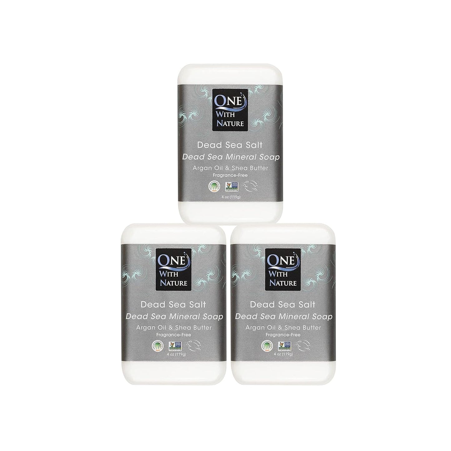 Revitalize Your Skin with One with Nature Dead Sea Salt Lemon Sage Soap 3-Pack - 4oz Each, Enriched with 21 Essential Minerals for Eczema Relief, Plant-Based Formula!